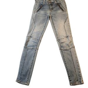 Vintage Y2K American Eagle‎ Jegging Ankle Super Stretch Jeans Womens Moto Zipper